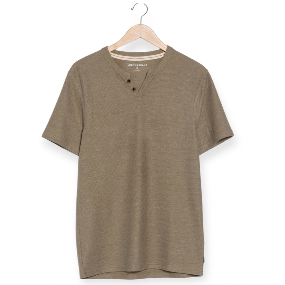 LUCKY BRAND Mélange Notched T-Shirt Vetiver Heavy Knit Tee XXL NWT